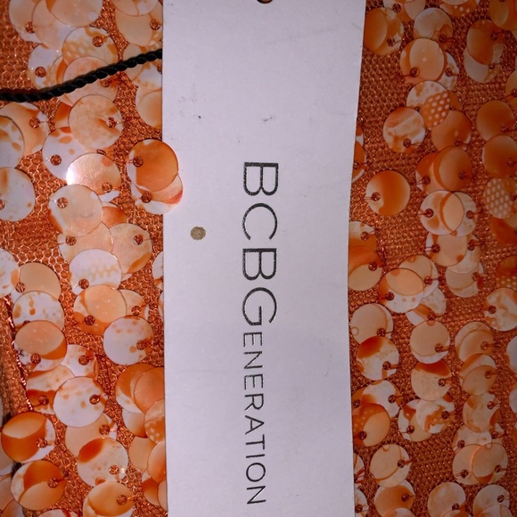 NWT BCBGeneration Orange Sequined Clutch - Picture 5 of 8